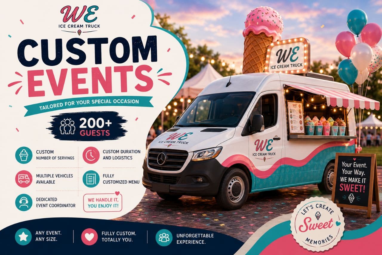 Book a custom Custom Events ice cream truck experience in MA Custom Events - Custom large ice cream truck catering event in Massachusetts